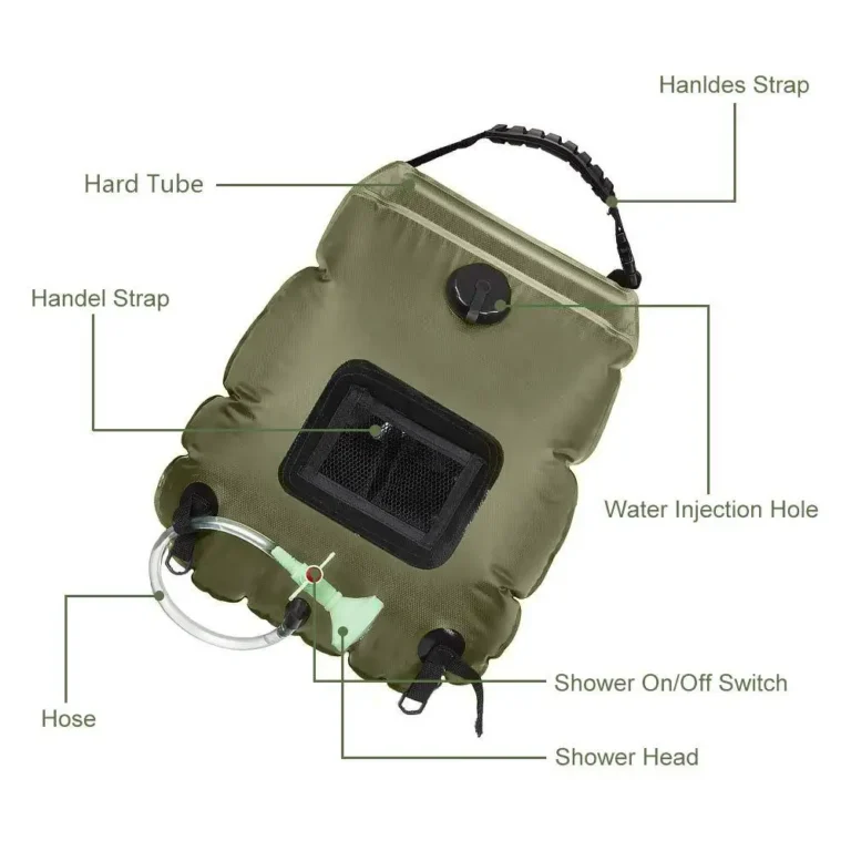 Outdoor Bathing Bag 20L Solar Hiking Camping Shower Bag Portable Heating Bathing Water Storage Bag Hose Switchable Shower 250401 - Image 3