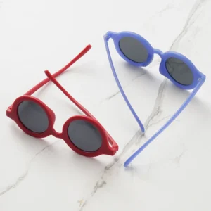 Baby sunglasses matte children's sunglasses trendy round frame retro mocha colored glasses anti purple line - Image 5