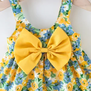 2Pcs/Set Flowers Baby Girl Dresses Summer Fashion Toddler Children Clothes Beach Smooth Dress Kid's Costume Hat 0 To 3 Y - Image 3