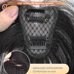 MEIFAN Middle Part Fake Bangs Fringe Synthetic Topper Hairpiece Clip-In Bang Extension Natural Invisible Clourse Hairpiece Women - Image 4