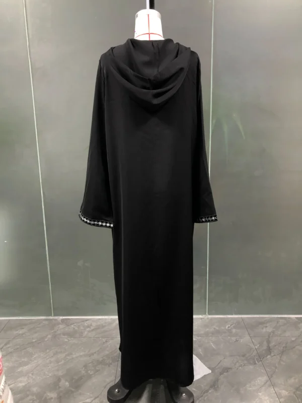 Middle East Dubai Muslim Fashion Festival Chiffon Plain Sequined Hooded Robe - Image 6