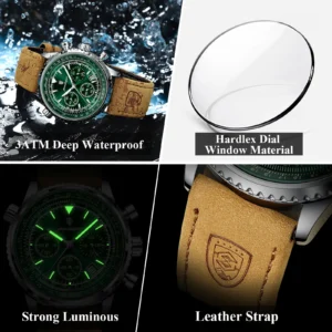 POEDAGAR Luxury Man Watch Quartz Waterproof Luminous Date Chronograph Leather Men Wristwatch Military Sports Men's Watches Reloj - Image 5