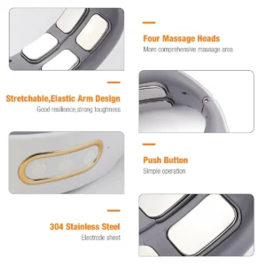 Electric Neck Shoulder Pulse Massager Kneading 4 Head TENS Magnetic Pulse Heating Cervical Vertebra Relax Pain Relief Massage - Image 6
