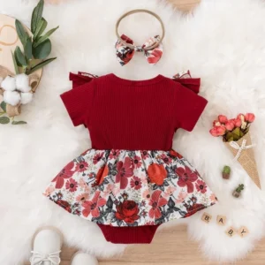 Summer Baby Girl Dress With Bowknot Striped Jumpsuit Cotton Dress For Newborn Floral Clothes Baby Crawling Clothes - Image 4