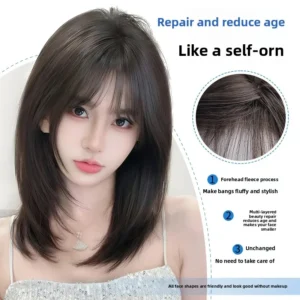 Women's Short Hair Full Head Cover Wig Realistic Hair Facial Shaping Anti-Aging Summer New Style Natural Looking Wig - Image 3