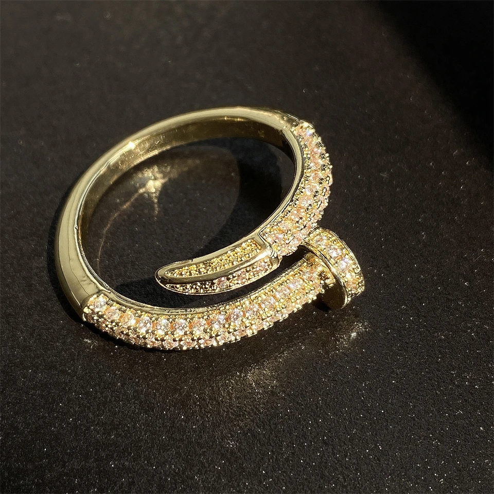 RAKOL Hiphop Style Open Ring Lady Fashion Party Accessories With Shiny Zirconia Gold Color Jewelry For Women Chic Trendy Gift - Image 7