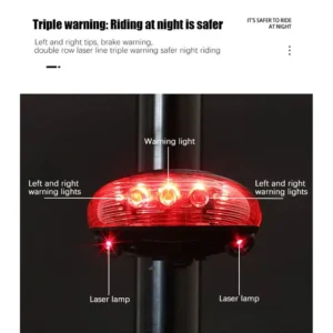 5 LED Bike Tail Lamp Night Riding Laser Light Outdoor Cycling Waterproof Safety Warning Taillight - Image 5