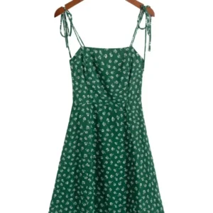 Summer New Floral Print One-Shoulder Strap Dress Sleeveless Chinese Brand Women's Clothing Mini Dress Elegant And Stylish