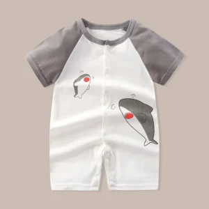 Newborn Clothes Cute Cartoon Dinosaur Tiger Shark Lion Print Strap Comfortable Summer Boys Girl 0-18 Short Sleeved Baby Jumpsuit - Image 6
