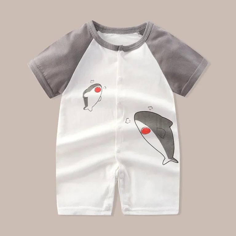 Newborn Clothes Cute Cartoon Dinosaur Tiger Shark Lion Print Strap Comfortable Summer Boys Girl 0-18 Short Sleeved Baby Jumpsuit - Image 6