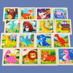 9 Pieces Wooden Puzzle Cartoon Dinosaur Transportation Montessori 3d Puzzle Game Early Learning Educational Toys for Children - Image 5