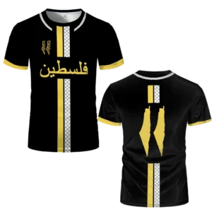 Fashion Palestine Flag Football Jersey Summer Trend Crew Neck 3D National Emblem Printed Sports T Shirt Casual Uniex Loose Tees - Image 3