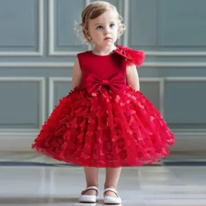 Baby Girls 1st Birthday Baptism Dress Princess Wedding Kids Party Dresses for Girl Lace Christening 3D Butterfly Mesh Gown - Image 3
