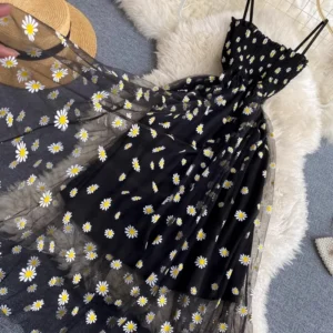YuooMuoo Women Dress 2025 New Korean Fashion Floral Print Spaghetti Straps Mesh Party Dress Vacation Style Lady Beach Vestidos - Image 7