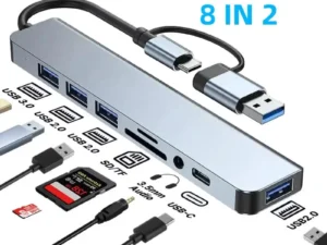 USB 3.0 Type C Adapter Docking Ststion USB 2.0 Port TF SD Card Reader Audio Output Multi-hub Splitter for Macbook Pro Computer