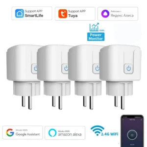 Smart Socket Adapter EU 16A/20A AC100-240V Wifi Smart Plug Power Outlet Alexa Google Home Voice Control Tuya Smart Life APP