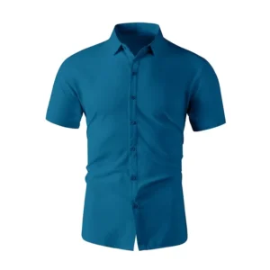 New Men's Business Casual Solid Color Short Sleeved Shirt for Summer Fashion No Ironing Comfortable and Versatile Top - Image 4