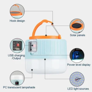 Rechargeable Solar LED Camping Light Waterproof Saving Bulb Portable Tent Lamp Lanterns Outdoor Emergency Market Energy Lights - Image 6