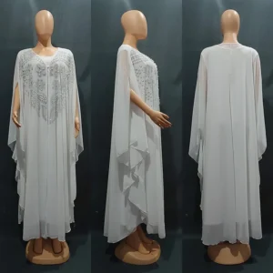 2 PCS Set Plus Size African Party Dresses for Women Chiffon Boubou Ankara Dashiki Outfit Dubai Kaftan Abaya Robe Marocaine Femme - Image 7
