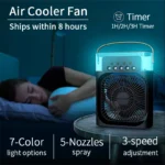 New 3 In 1 Fan AIr Conditioner Household Small Air Cooler LED Night Light Portable Humidifier Air Adjustment Fan Office Home Fan