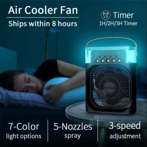 New 3 In 1 Fan AIr Conditioner Household Small Air Cooler LED Night Light Portable Humidifier Air Adjustment Fan Office Home Fan