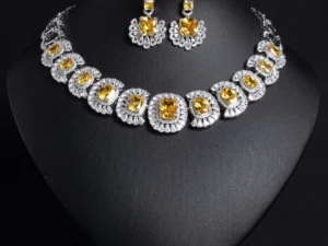 Super beautiful retro ladies jewellery popping necklace earrings zirconia accessories set party evening wedding gift M-351