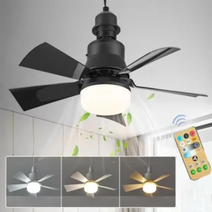 LED Ceiling Fan With Light E27 Socket Remote Control Dimmable 30W Modern Smart Wireless Fans Lighting For Bedroom Garage Kitchen - Image 3
