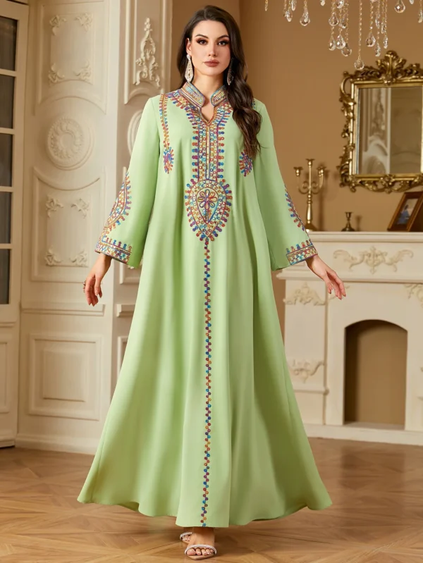 2025 Siskakia Ramadan Muslim Women's Embroidered Loose abaya Dresses For Women Gala Morocco Dubai Elegant Casual Kaftan - Image 7