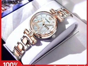 OUPINKE 3180 Original Ladies Watch Luxury Automatic Mechanical Watch Tungsten Steel 50M Waterproof Day Date Watch For Women Gift