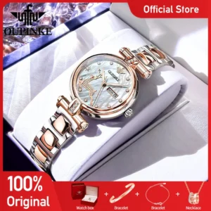 OUPINKE 3180 Original Ladies Watch Luxury Automatic Mechanical Watch Tungsten Steel 50M Waterproof Day Date Watch For Women Gift