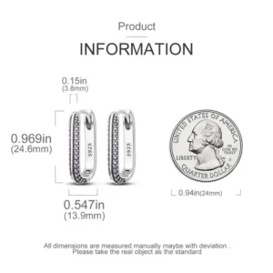 2024 NEW 925 Sterling Silver rectangular Hoop Earrings Inlaid Zircon Golden Earrings For Women Wedding Gift Luxury Jewelry - Image 6