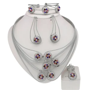 Fashion 24k Gold Plated Jewelry Set Dubai African Choker Necklace Earrings Rings Wedding Bridal Jewellery Sets for Women - Image 6