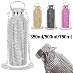 350ml/500ml/750ml NEW Bling Diamond Thermos Bottle Insulated Rhinestone Vacuum Cup Water Bottle Stainless Steel Flask Bottle