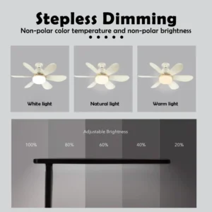 Home E27 Base Ceiling Fan Light with 30W LED Night Lights 3 Adjustable Lighting Modes Remote Control High Wind Power Ceiling Fan - Image 6
