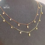 KUGG 100% 18K Yellow/Rose Gold Necklace Women 0.32carat Real Natural Diamond Necklace Fashion Design High Wedding Jewelry