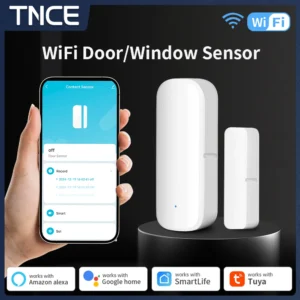 TNCE Tuya Door Window Sensor wifi/zigbee, Open Close Detector Home Security Alarm System, Smart Life Remote Control alexa google