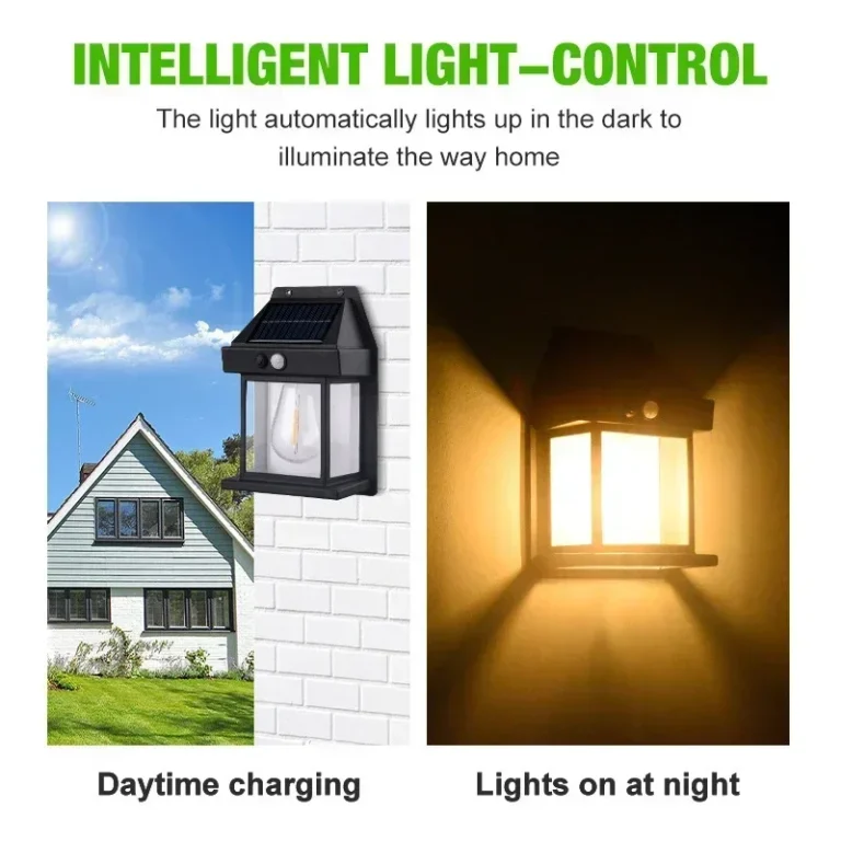 Solar-Powered Waterproof Outdoor Wall Light with Motion Sensor Tungsten Filament Garden Yard Decoration LED Lamp 3 Modes 1-4Pcs - Image 3