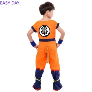 Kids Anime Son Goku Cosplay Costumes Krillin Training Clothes Superhero Outfits with Super Saiyan Wig Comic Con Party Costume - Image 4