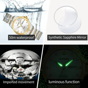 OUPINKE 3195 Ladies Watch Mechanical Watch 50M Waterproof Sapphire Day Date Watches For Women Set Gifts Original Luxury Reloj - Image 5