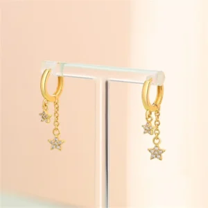 Classic Earrings 925 Silver Stars Moons Pearls Bees Golden Hoop Earrings For Women Engagement Birthday Proluxe Fine Jewelry Gift - Image 7