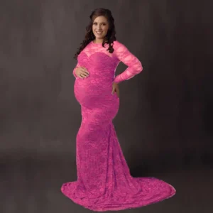 Sexy Summer Maternity Tulle Long Dresses Lace Maternity Crew Neck Trailing Dress Pregnancy Photography Dress photography dress - Image 6