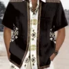 Mens Shirt Short Sleeve Casual Vintage Ethnic Print Button Shirt Summer Beach Shirt Camping Shirt Short Sleeve Mens Formal Shirt - Image 3