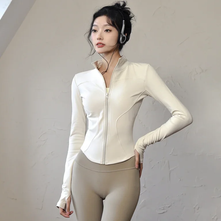 Long Sleeve Sports Jacket Women Zip Fitness Yoga Shirt Winter Warm Gym Top Activewear Running Coats Workout Clothes For Cycling - Image 4