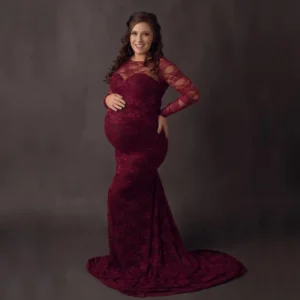 Sexy Summer Maternity Tulle Long Dresses Lace Maternity Crew Neck Trailing Dress Pregnancy Photography Dress photography dress - Image 3