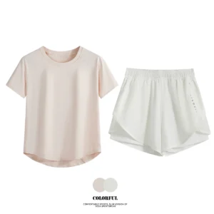 DRUR 2pcs Gym Set Women Summer Sportswear Outfit 2 Piece Short Sleeve Sports Shirt Shorts Sets Jogging Suit Female Tracksuit New - Image 3