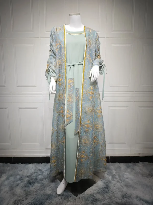 Ramadan Eid Djellaba Kimono Jalabiya Muslim Sets for Women Dubai Abaya Turkey Kaftan Robe Caftan Marocain Femme Islam Clothing - Image 4