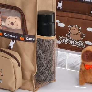 Kawaii Capybara Tutoring Bag, Primary School Student Canvas Storage File Bag, Cartoon Printing Large Capacity Tutoring Bag - Image 6