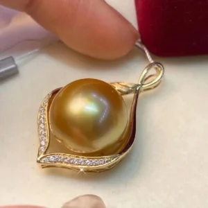 18'' PEARL PENDANT 11-12MM HUGE AAAA SOUTH SEA ROUND GOLDEN NECKLACE 925S Jewelry Freeshippings Items - Image 3