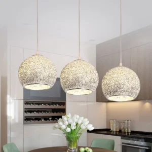 Restaurant Light Silver Aluminum Wire Chandelier Led Dining Chandelier Modern Minimalist Light Creative Bar Entrance Aisle Light - Image 4