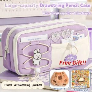 2025 Large Capacity Pencil Case Cute Niche Stationery Box Multi-layer Drawstring Design Student Supplies Korean Stationery